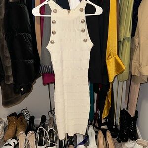 WHITE BALMAIN USED DRESS SMALL.